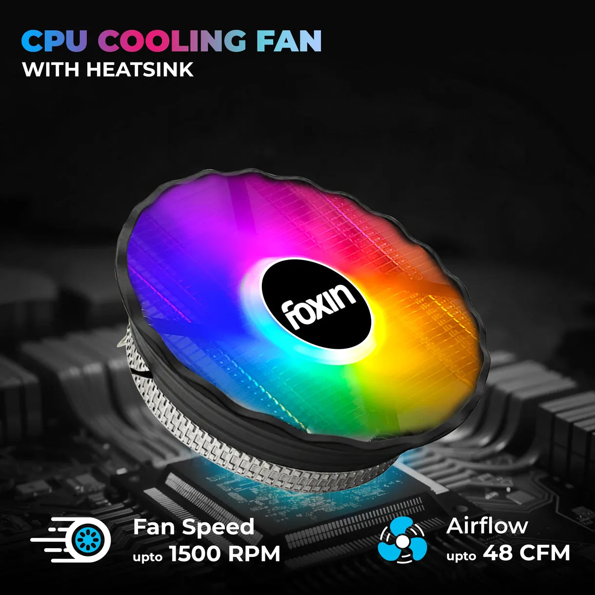 Foxin CPU Fan For Intel and AMD Socket 120mm RGB FCF 002 view 4
